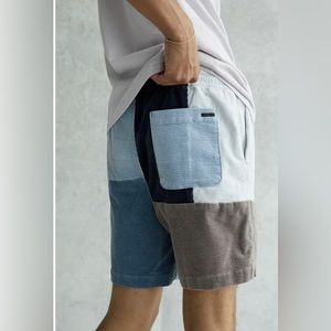 NWT Pacsun Mens Shorts | Patchwork Corduroy Volley Shorts Lt Blue/Navy Size Larg